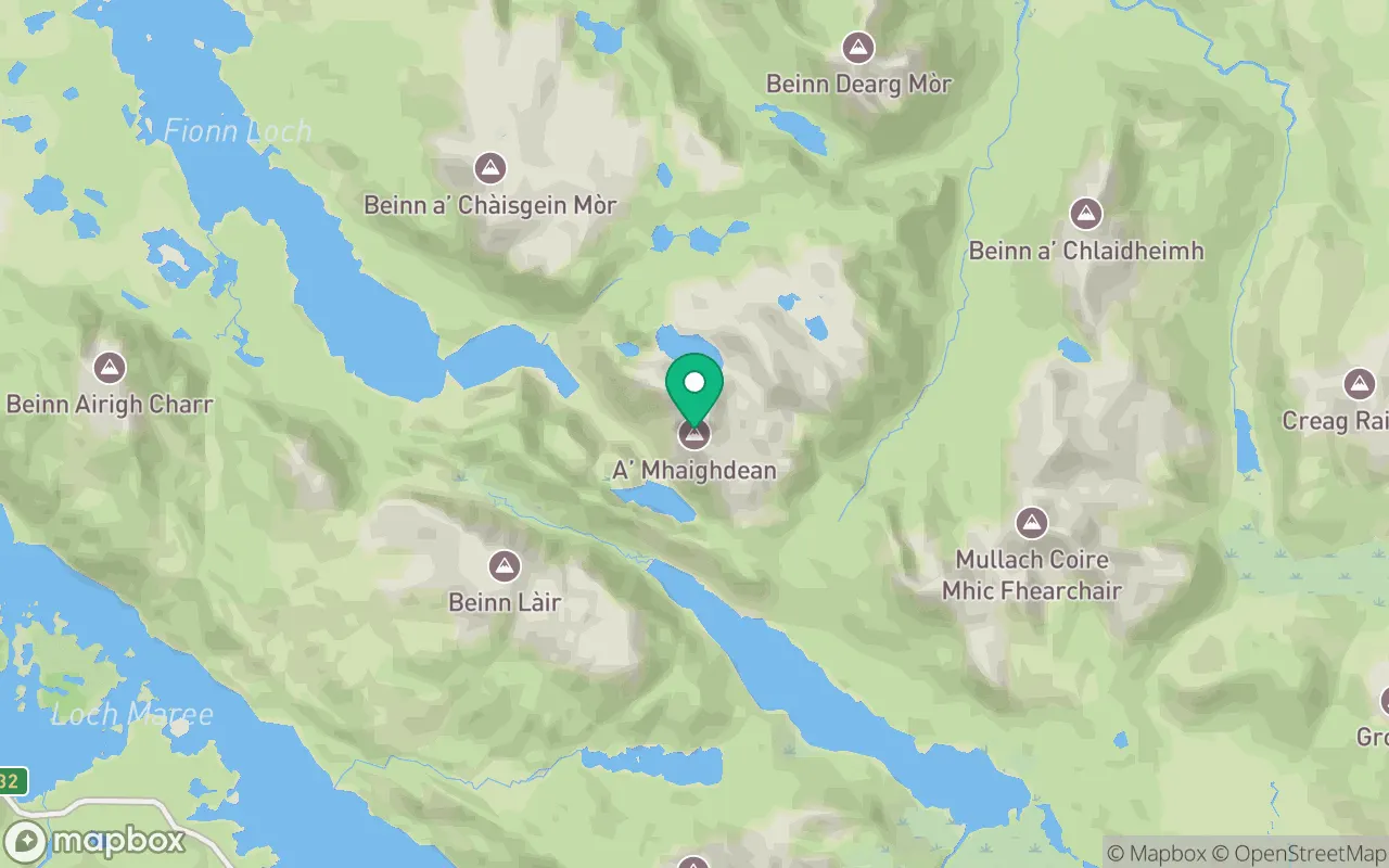 Map showing the location of A' Mhaighdean in Ullapool, Scotland