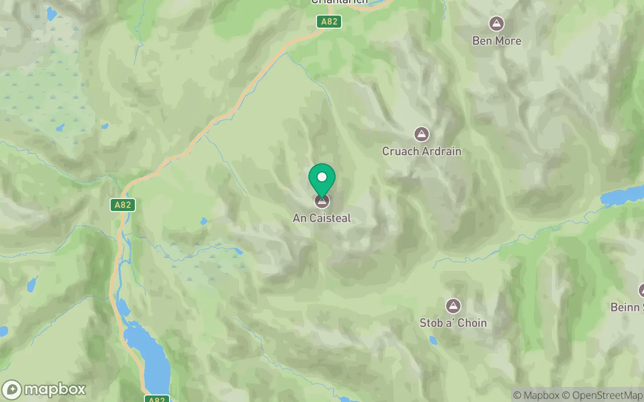 Map showing the location of An Caisteal in Loch Lomond, Scotland