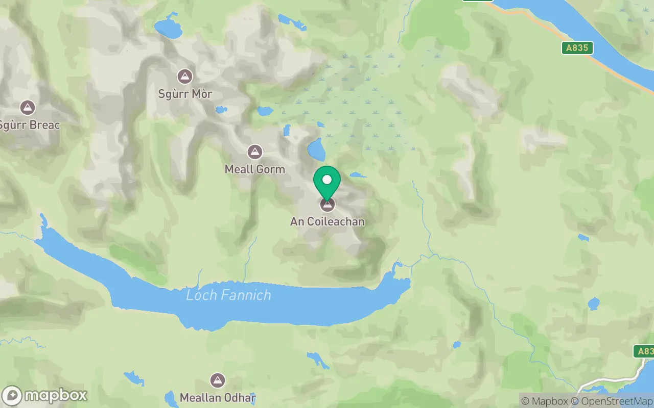 Map showing the location of An Coileachan in Ullapool, Scotland