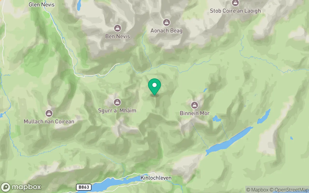 Map showing the location of An Gearanach in Fort William, Scotland