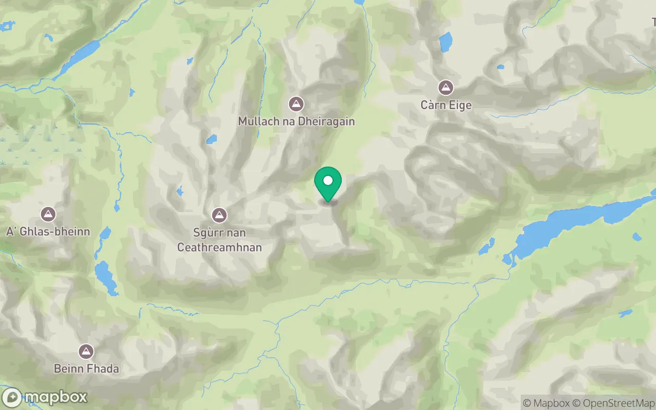 Map showing the location of An Socach (Affric) in Loch Ness, Scotland