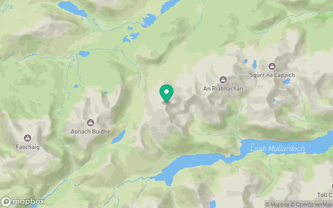 Map showing the location of An Socach (Mullardoch) in Loch Ness, Scotland