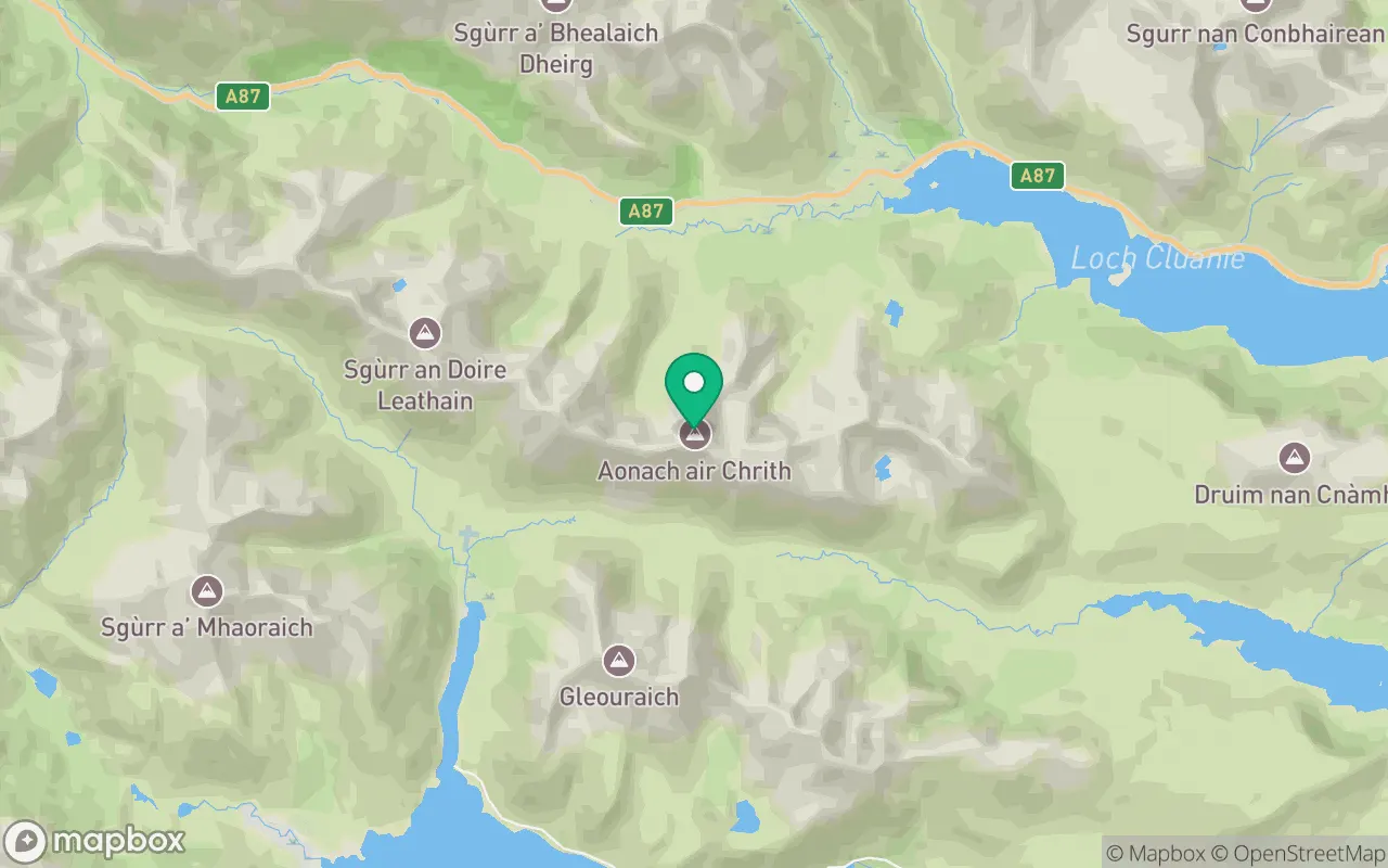 Map showing the location of Aonach air Chrith in Kintail, Scotland