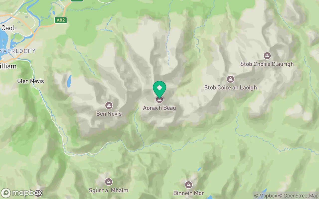 Map showing the location of Aonach Beag (Nevis Range) in Fort William, Scotland