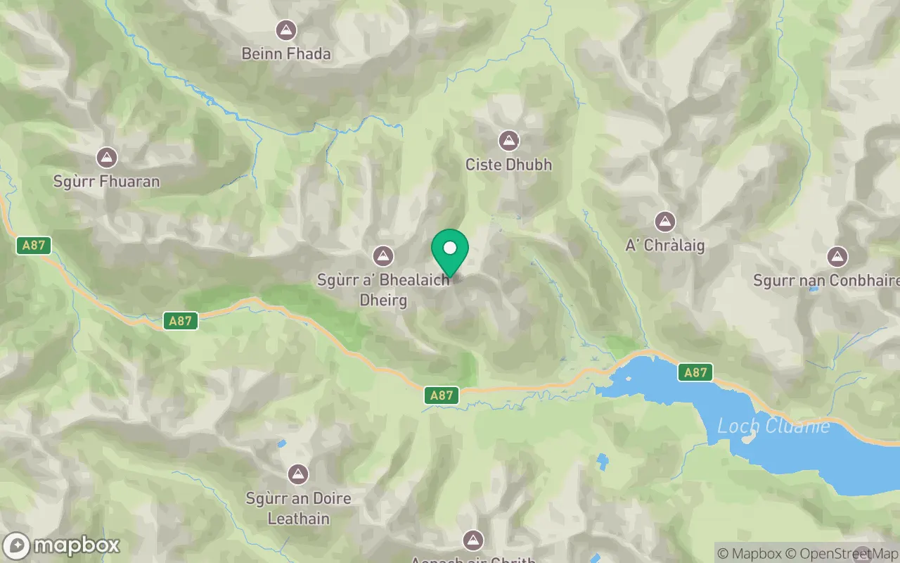 Map showing the location of Aonach Meadhoin in Kintail, Scotland