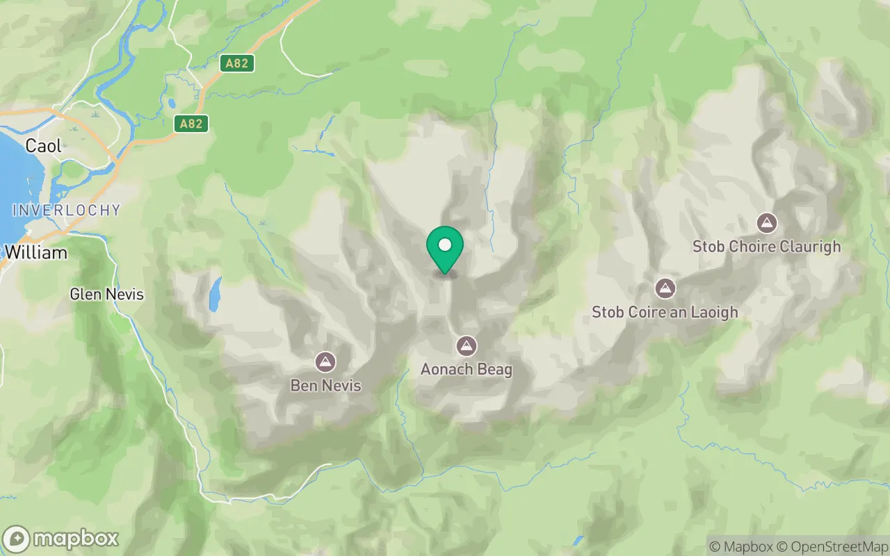 Map showing the location of Aonach Mor in Fort William, Scotland