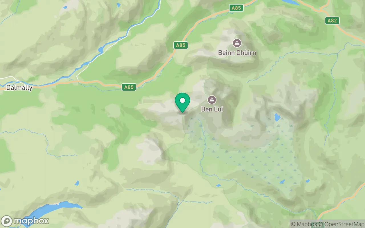 Map showing the location of Beinn a' Chleibh in Argyll, Scotland