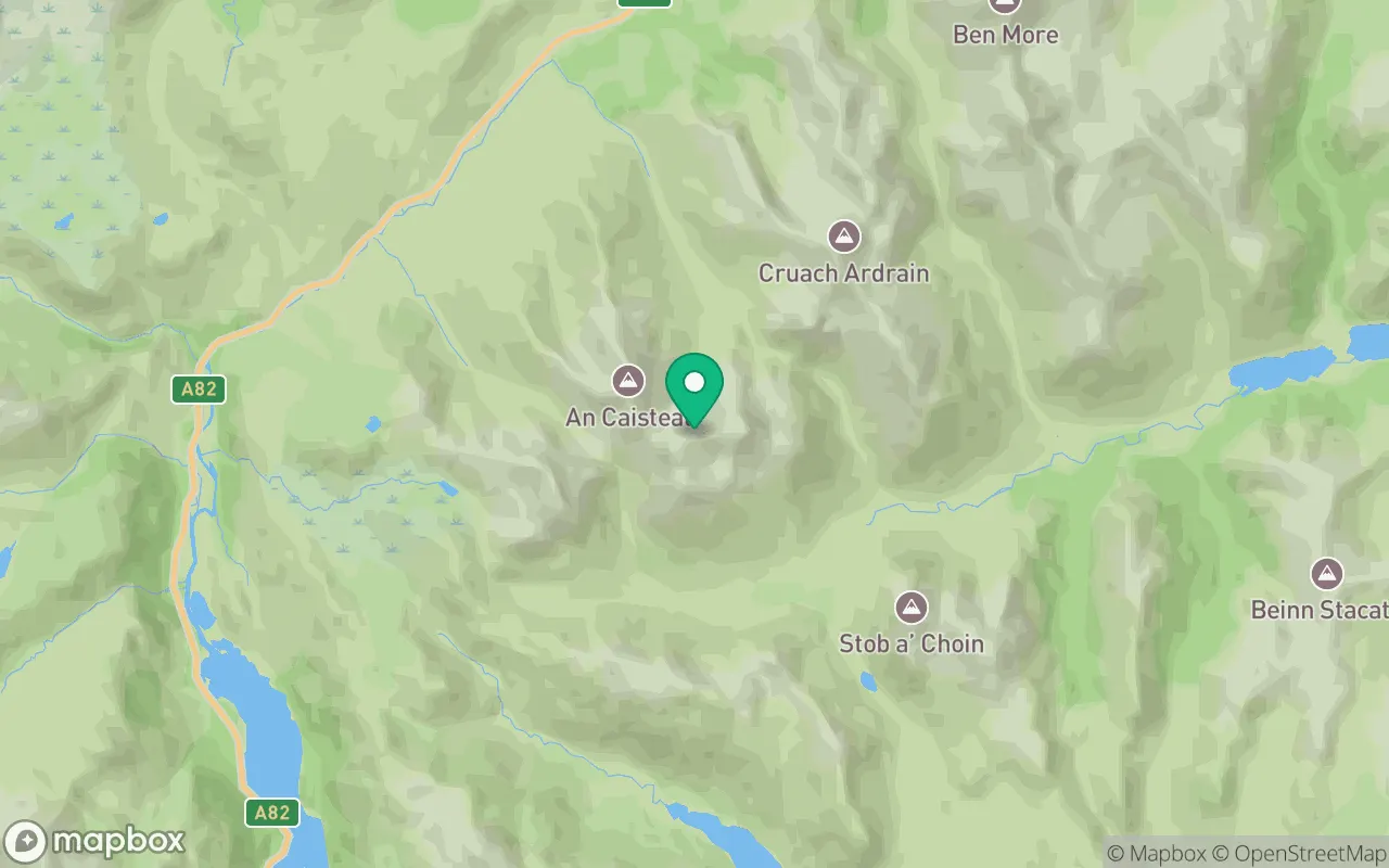 Map showing the location of Beinn a' Chroin in Loch Lomond, Scotland