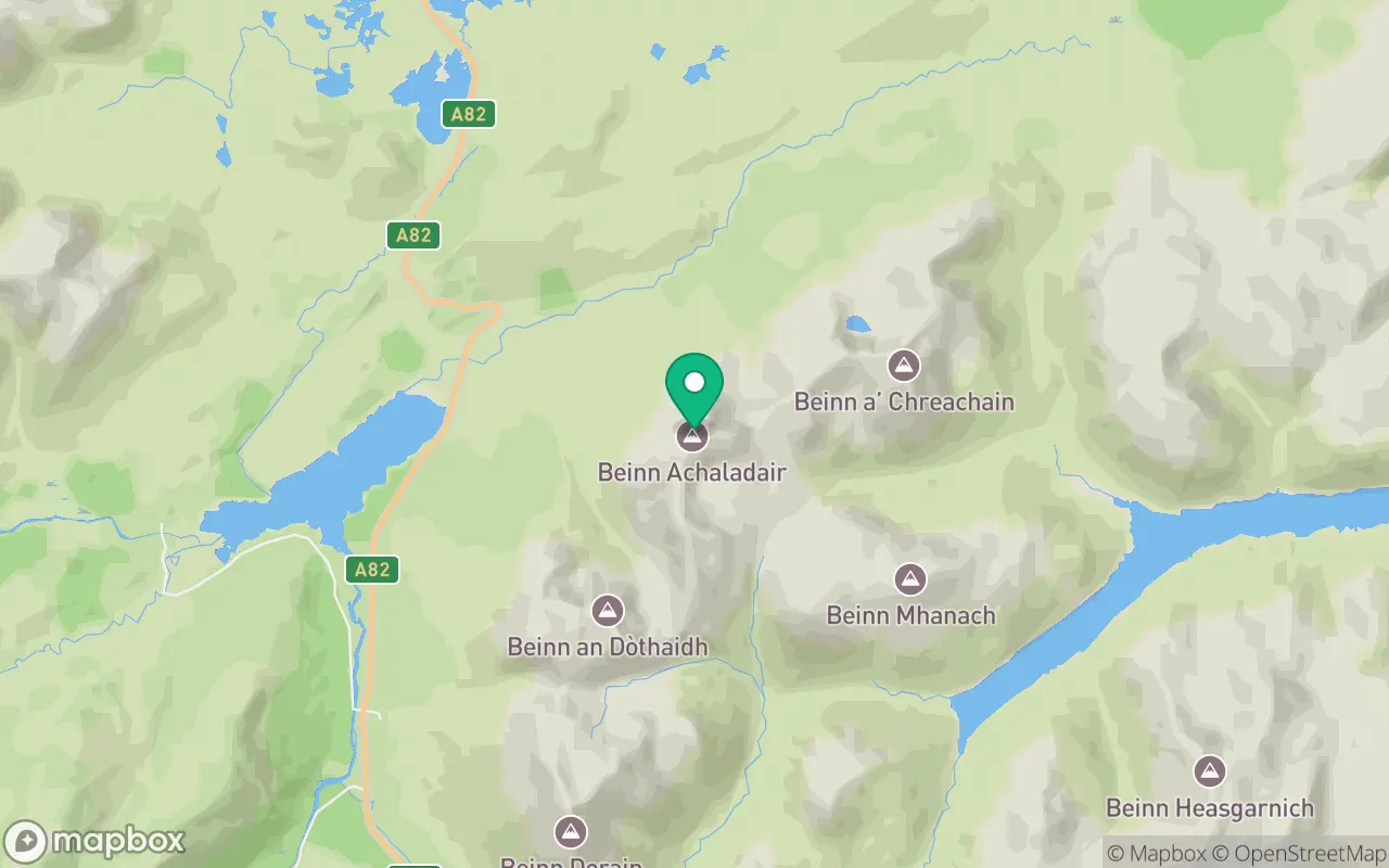 Map showing the location of Beinn Achaladair in Argyll, Scotland