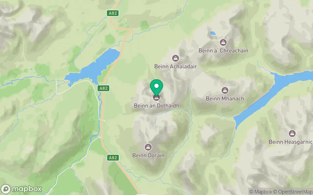 Map showing the location of Beinn an Dothaidh in Argyll, Scotland
