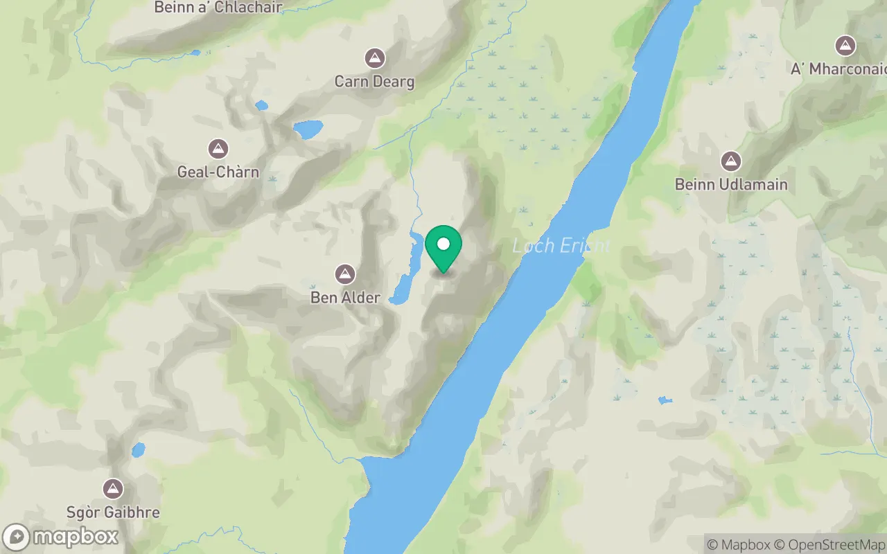 Map showing the location of Beinn Bheoil in Cairngorms, Scotland