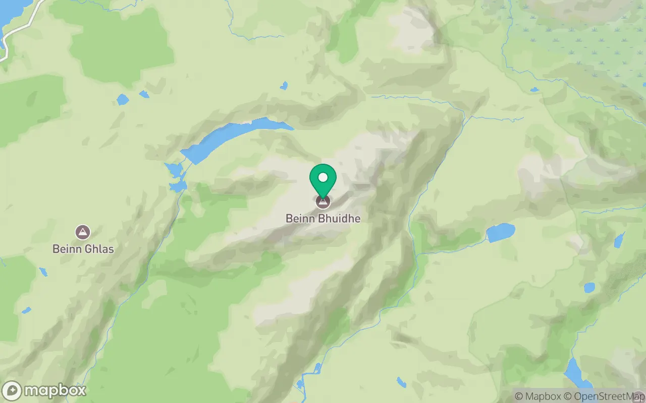 Map showing the location of Beinn Bhuidhe in Argyll, Scotland