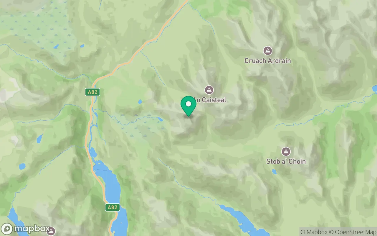 Map showing the location of Beinn Chabhair in Loch Lomond, Scotland