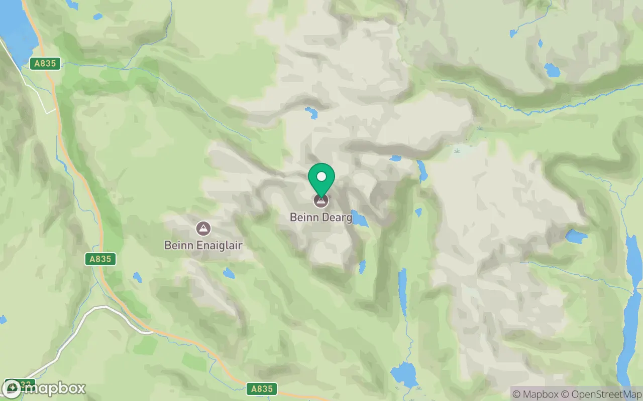 Map showing the location of Beinn Dearg (Ullapool) in Ullapool, Scotland