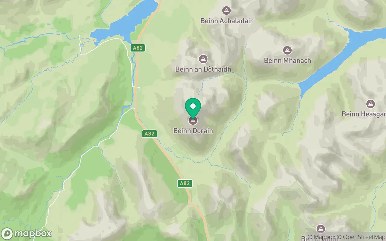 Map showing the location of Beinn Dorain in Argyll, Scotland