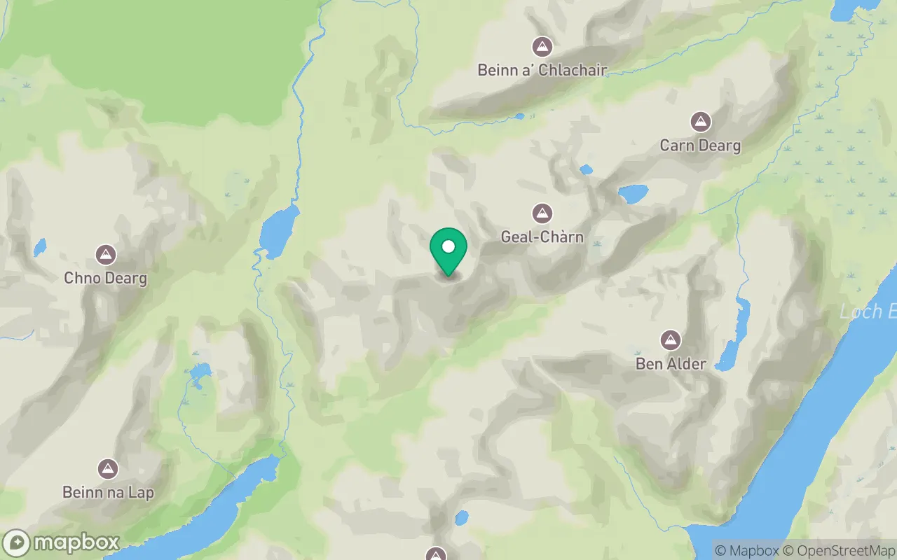 Map showing the location of Beinn Eibhinn in Cairngorms, Scotland