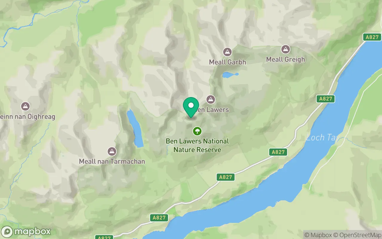 Map showing the location of Beinn Ghlas in Perthshire, Scotland