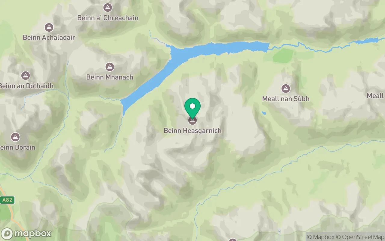 Map showing the location of Beinn Heasgarnich in Perthshire, Scotland
