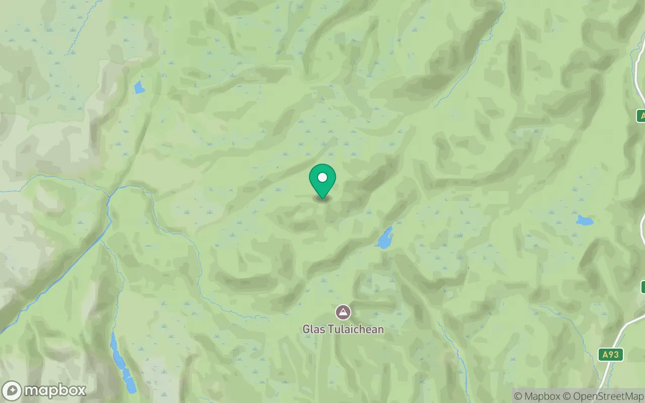 Map showing the location of Beinn Iutharn Mhor in Cairngorms, Scotland