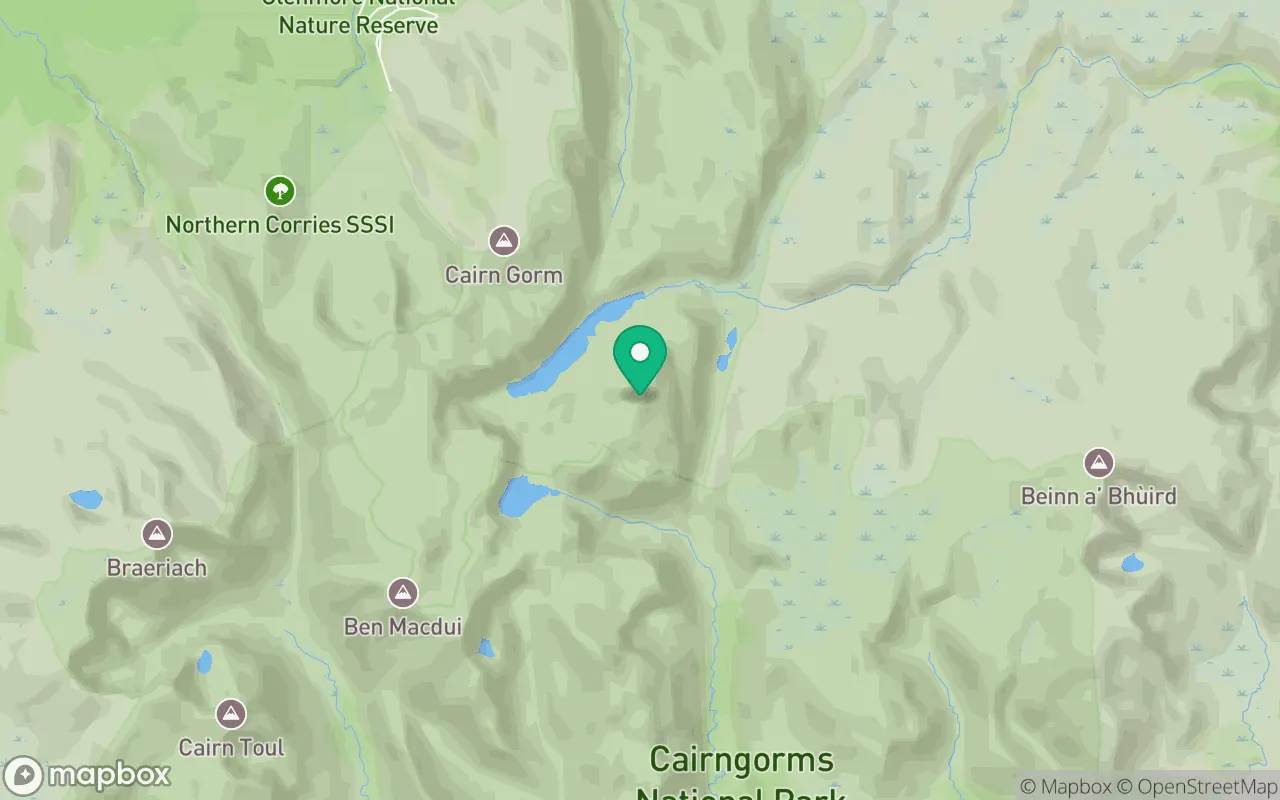 Map showing the location of Beinn Mheadhoin in Cairngorms, Scotland
