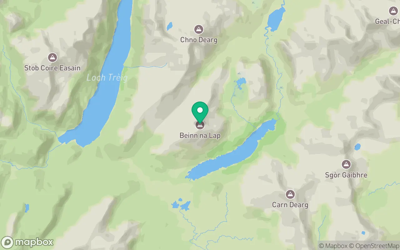 Map showing the location of Beinn na Lap in Fort William, Scotland