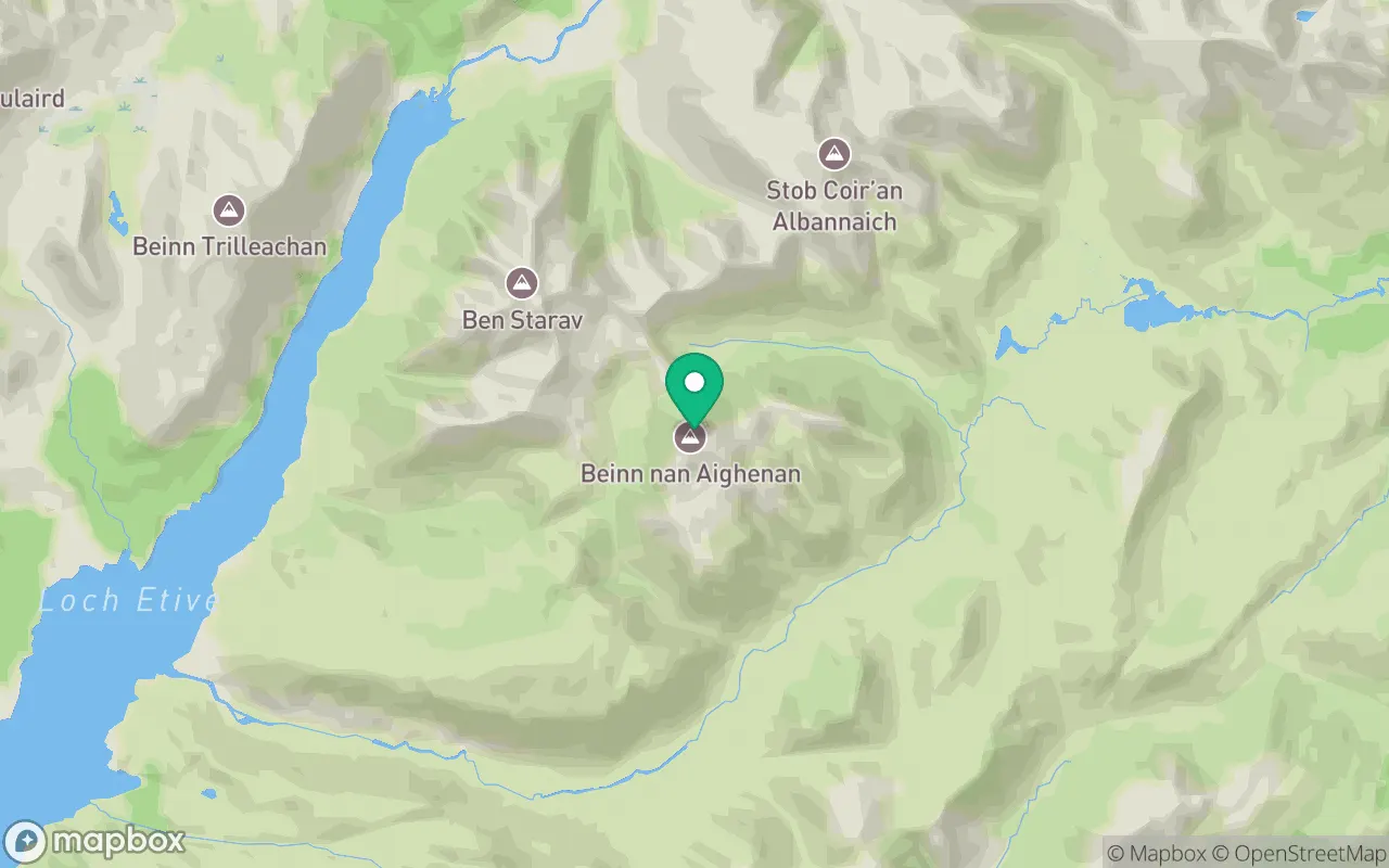 Map showing the location of Beinn nan Aighenan in Fort William, Scotland