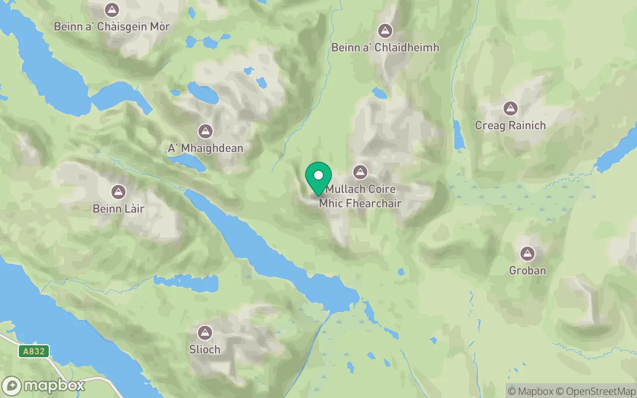 Map showing the location of Beinn Tarsuinn in Ullapool, Scotland