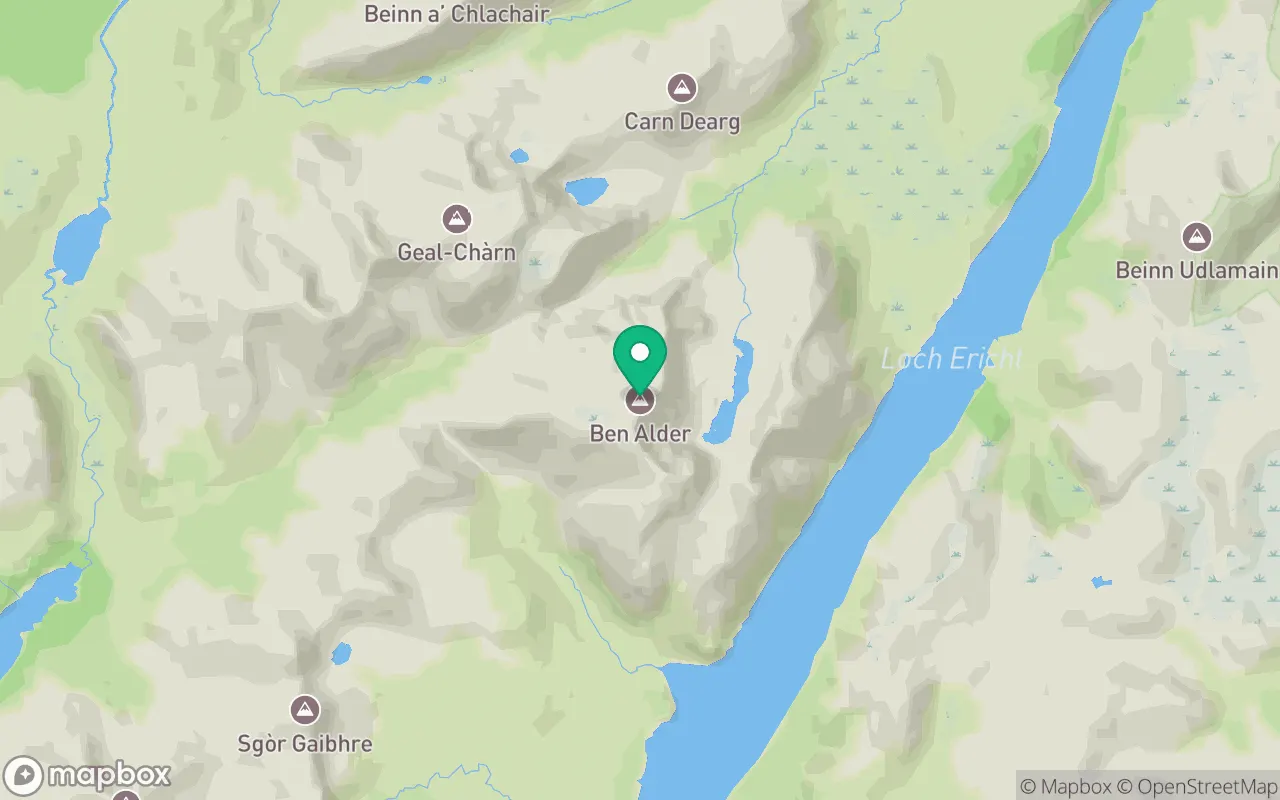 Map showing the location of Ben Alder in Cairngorms, Scotland