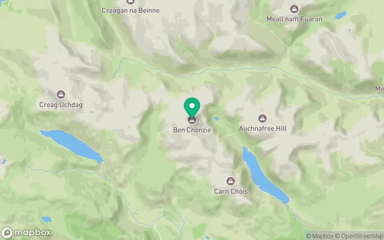Map showing the location of Ben Chonzie in Perthshire, Scotland