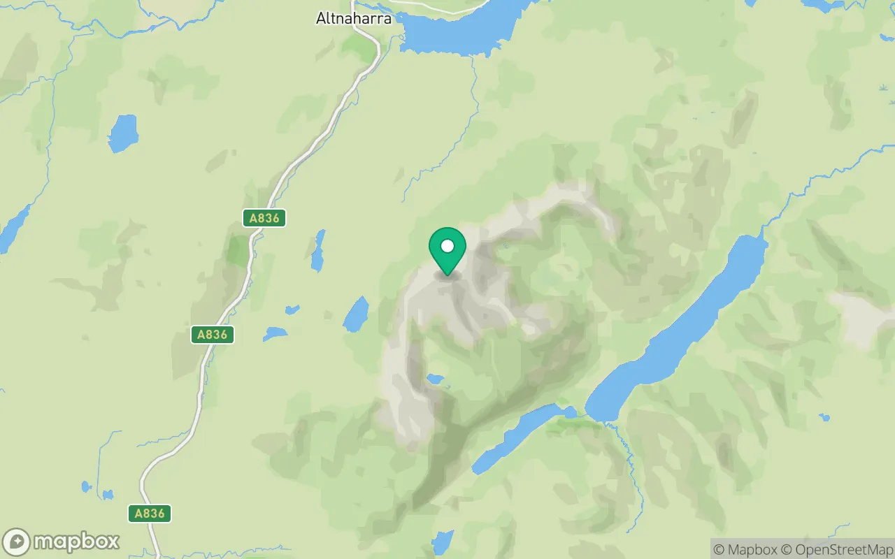 Map showing the location of Ben Klibreck in Sutherland, Scotland