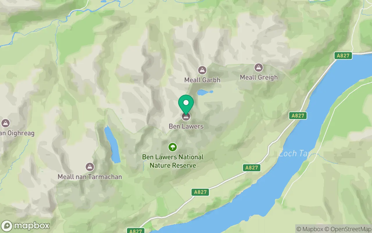 Map showing the location of Ben Lawers in Perthshire, Scotland