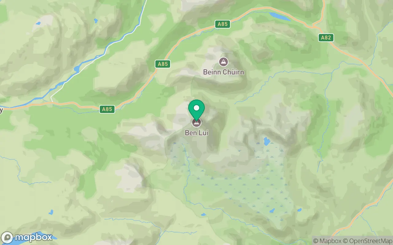 Map showing the location of Ben Lui in Argyll, Scotland