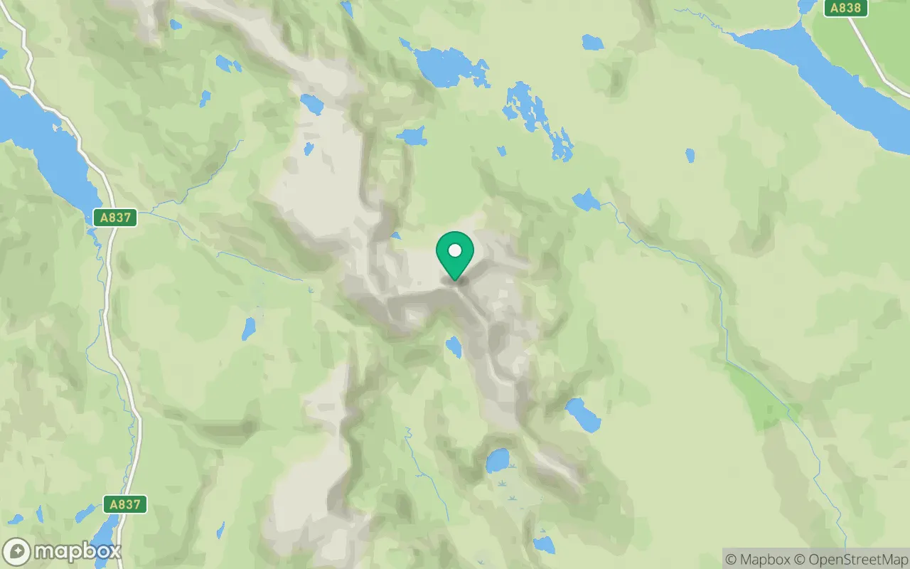 Map showing the location of Ben More Assynt in Ullapool, Scotland