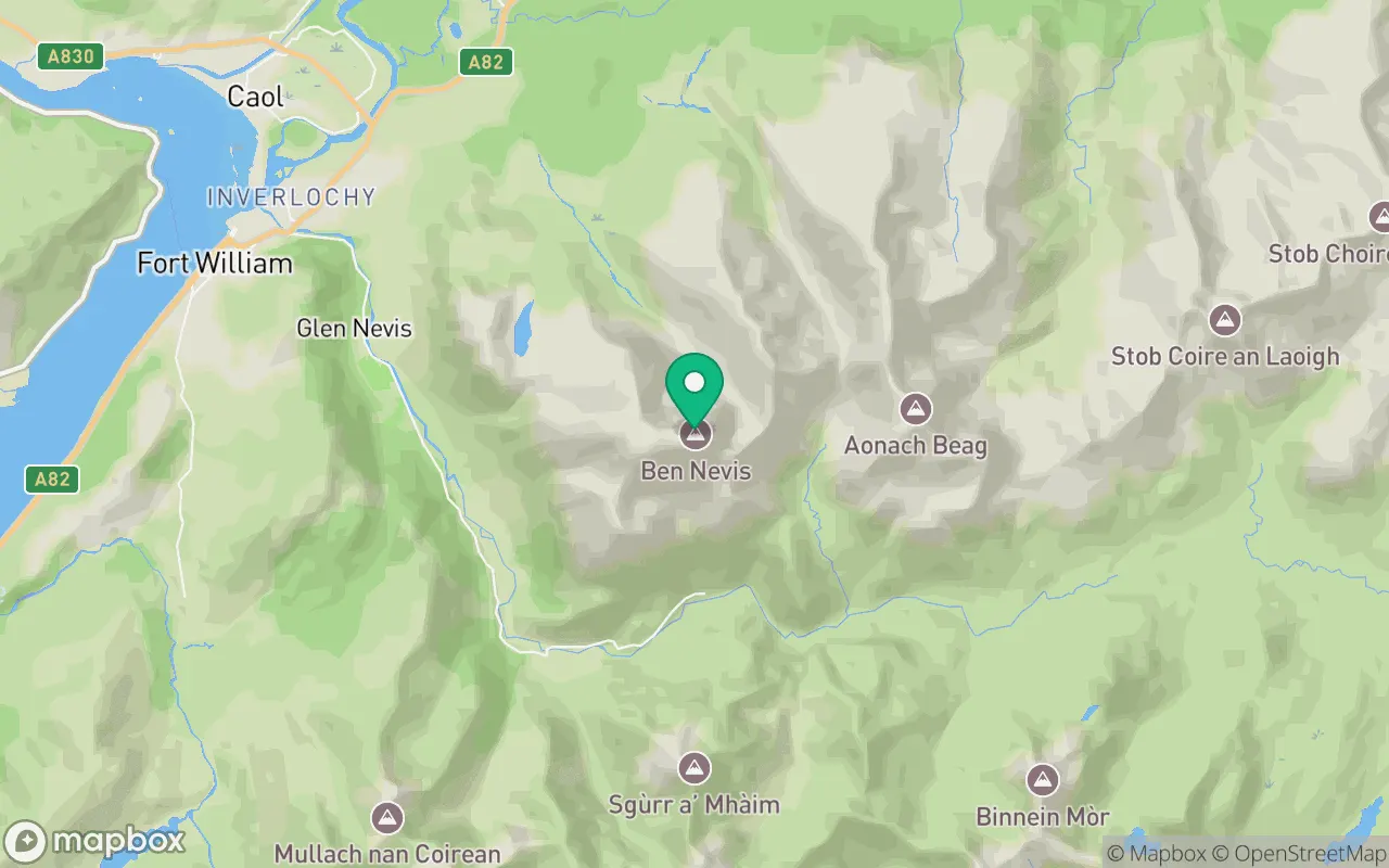 Map showing the location of Ben Nevis in Fort William, Scotland