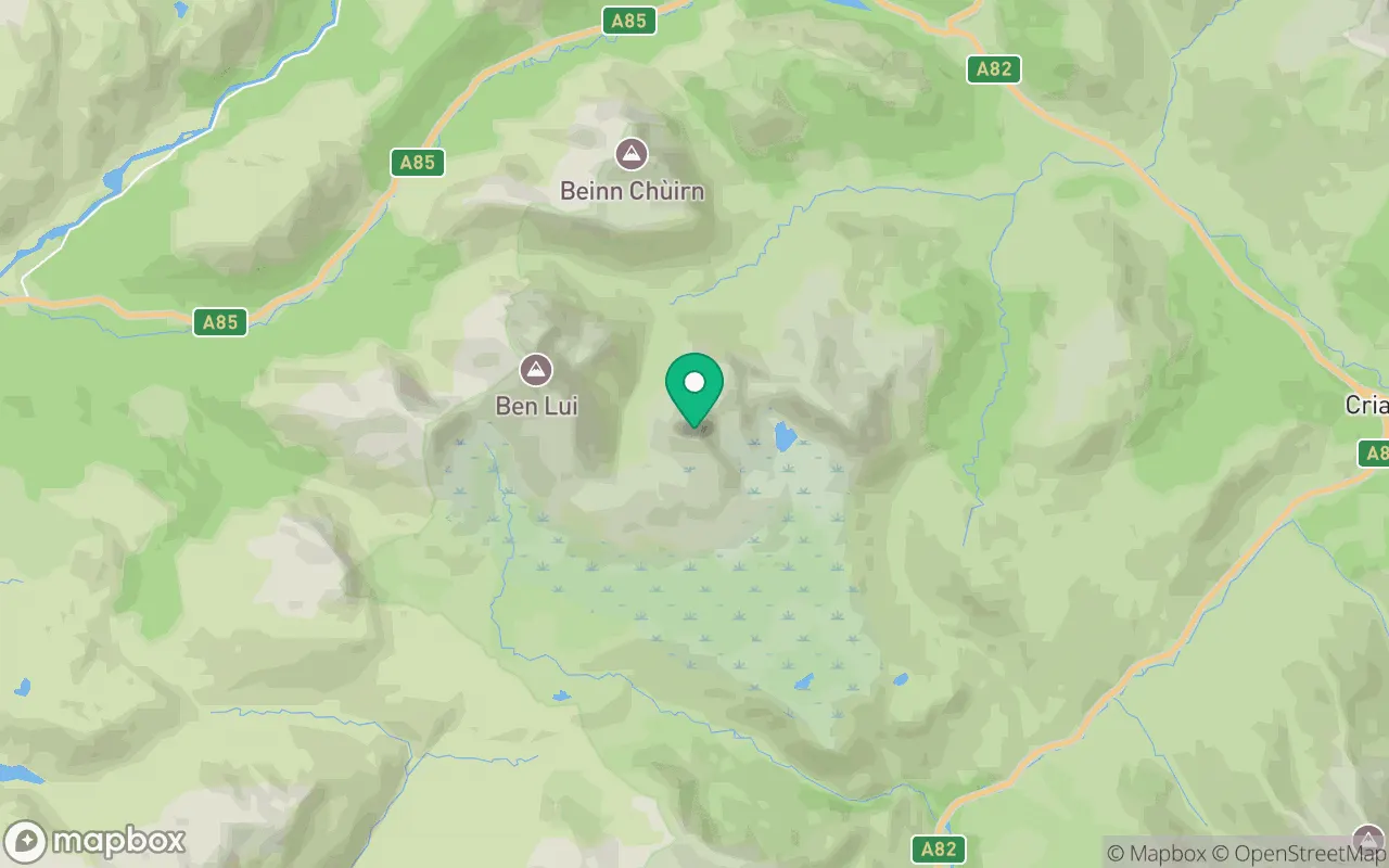 Map showing the location of Ben Oss in Argyll, Scotland