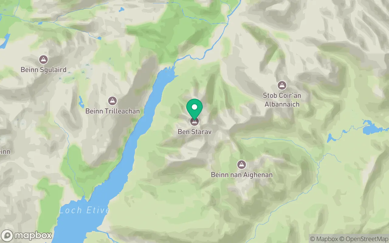 Map showing the location of Ben Starav in Fort William, Scotland