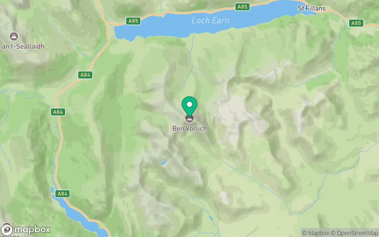 Map showing the location of Ben Vorlich (Loch Earn) in Perthshire, Scotland