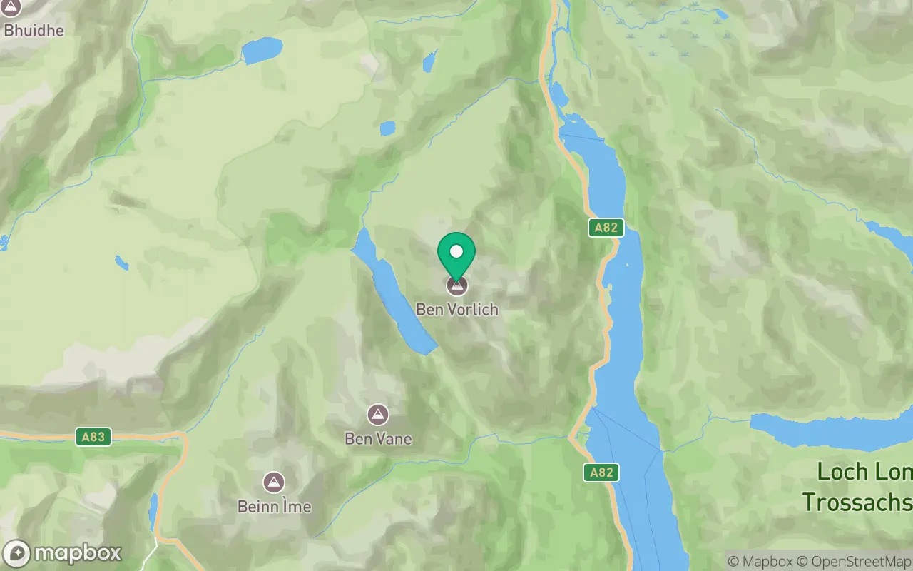 Map showing the location of Ben Vorlich (Loch Lomond) in Loch Lomond, Scotland