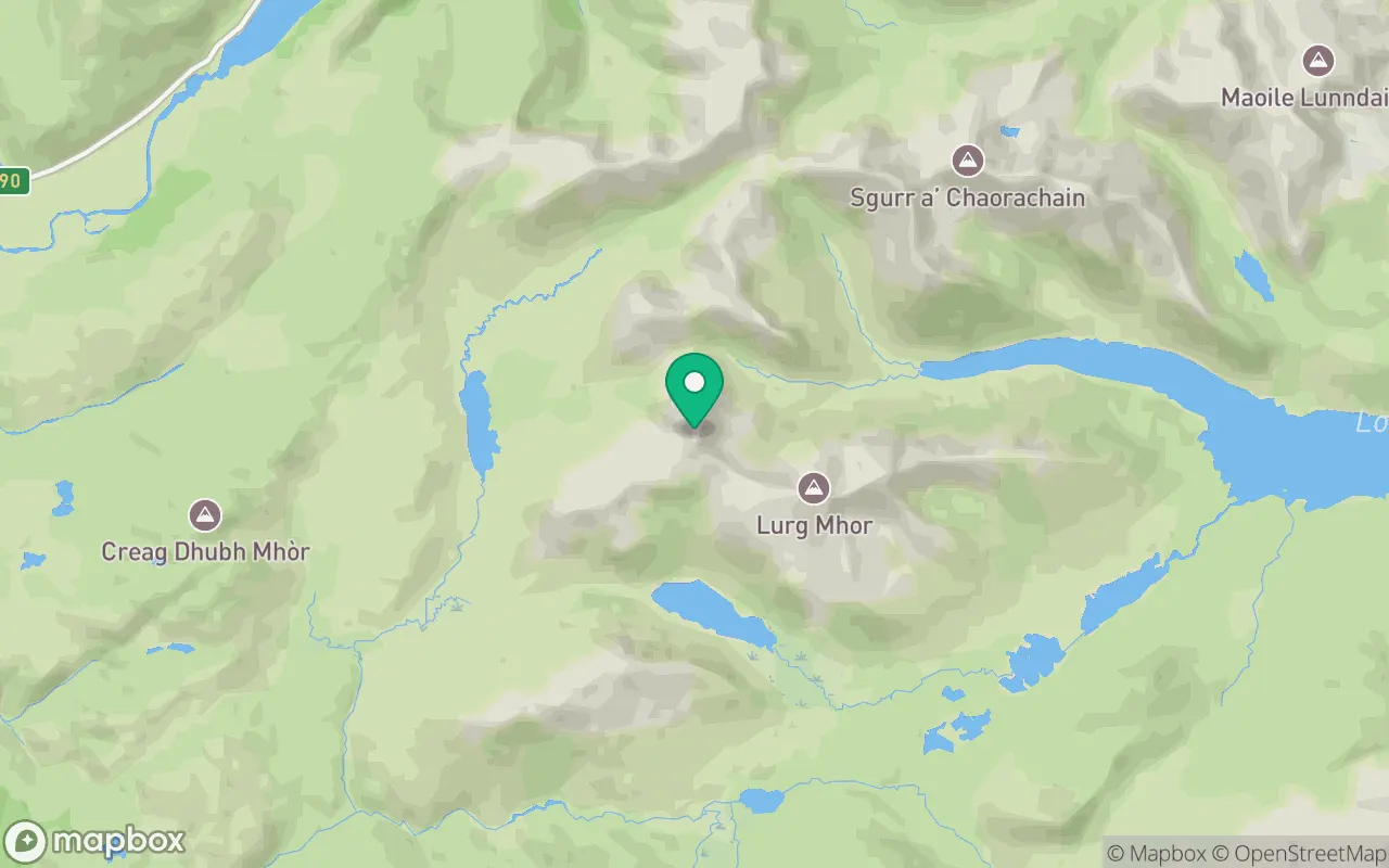 Map showing the location of Bidein a' Choire Sheasgaich in Torridon, Scotland