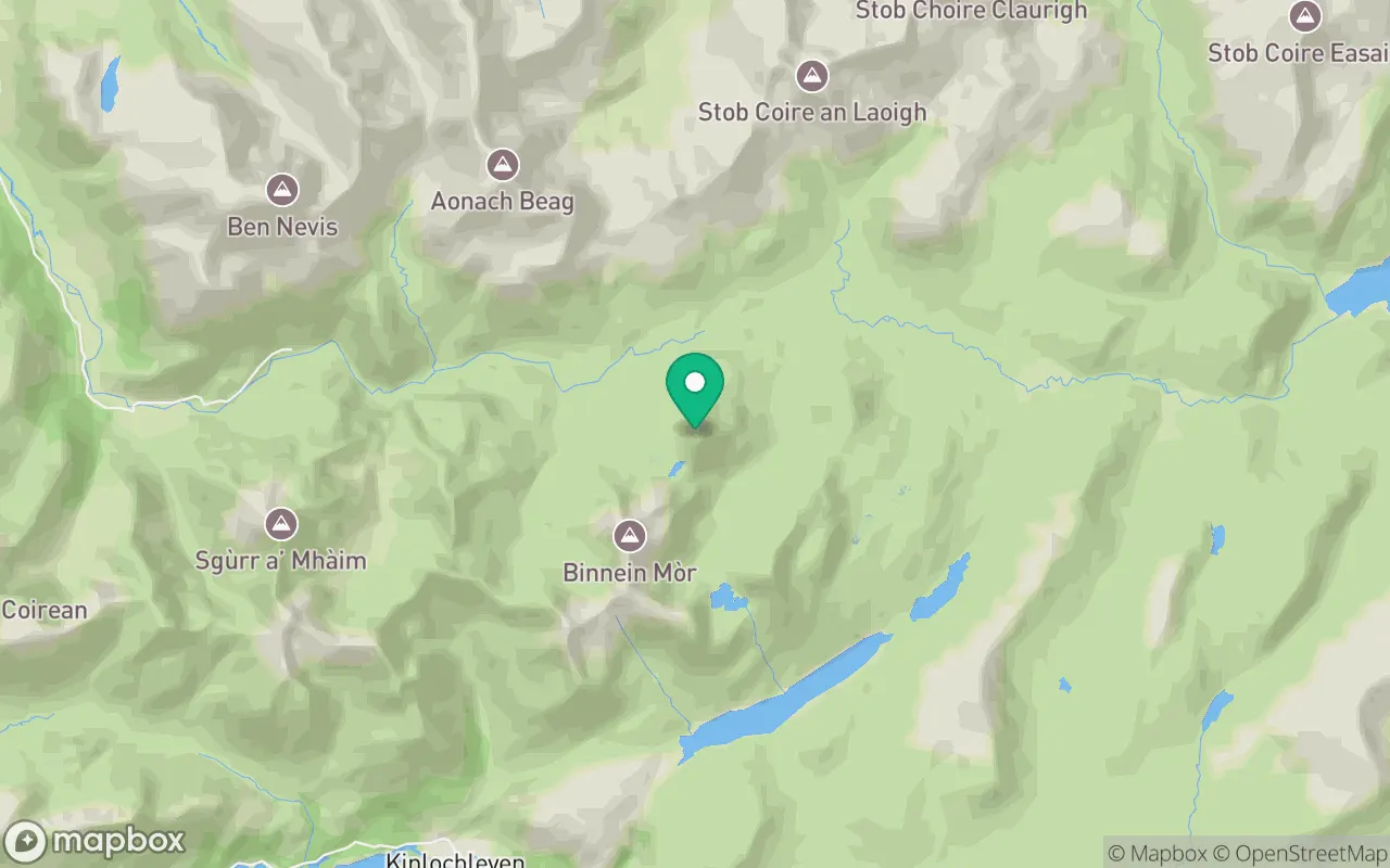 Map showing the location of Binnein Beag in Fort William, Scotland