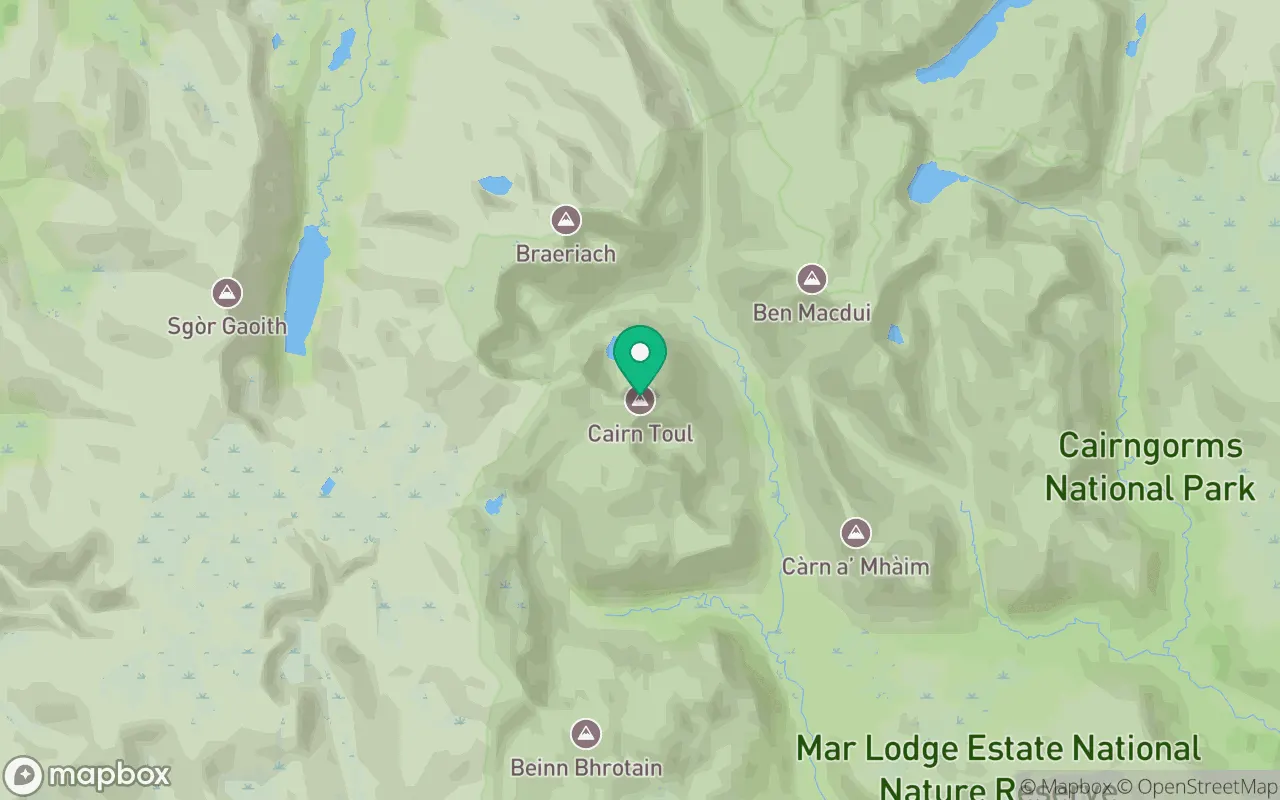 Map showing the location of Cairn Toul in Cairngorms, Scotland