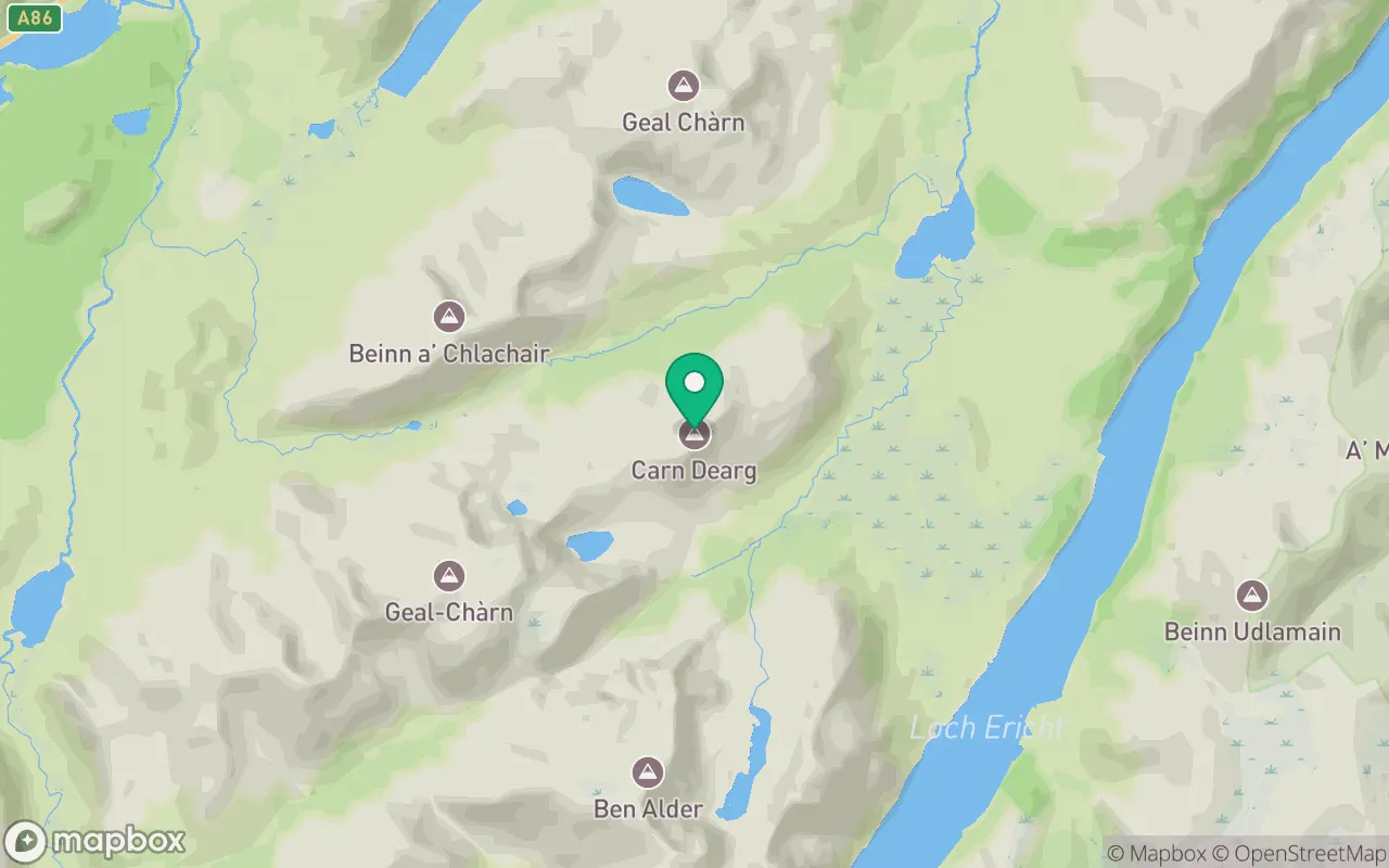 Map showing the location of Carn Dearg (Loch Pattack) in Cairngorms, Scotland
