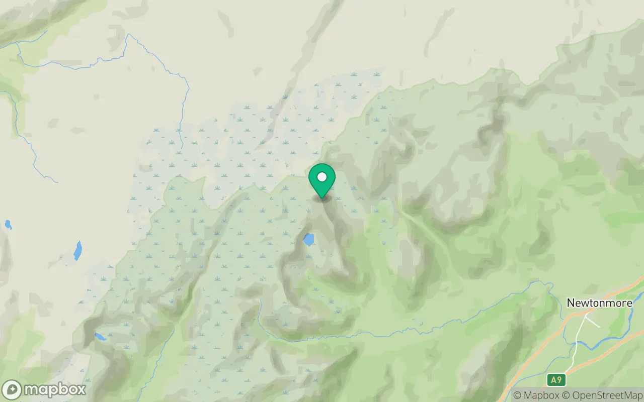 Map showing the location of Carn Dearg (Monadhliath) in Cairngorms, Scotland