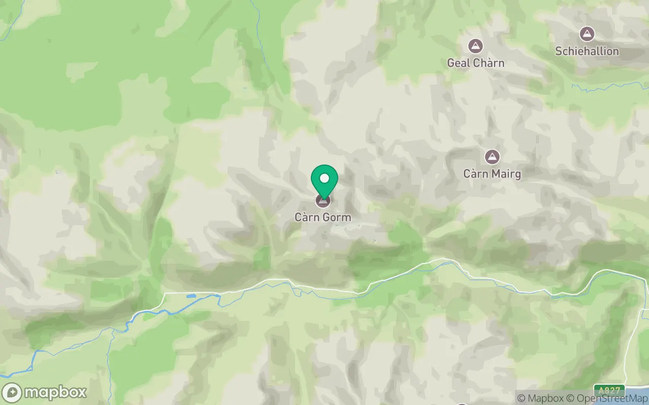 Map showing the location of Carn Gorm in Perthshire, Scotland