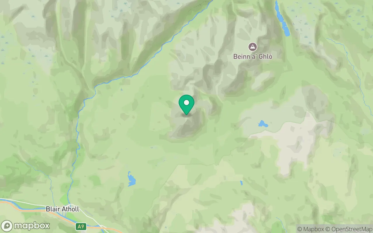 Map showing the location of Carn Liath (Beinn A Ghlo) in Perthshire, Scotland