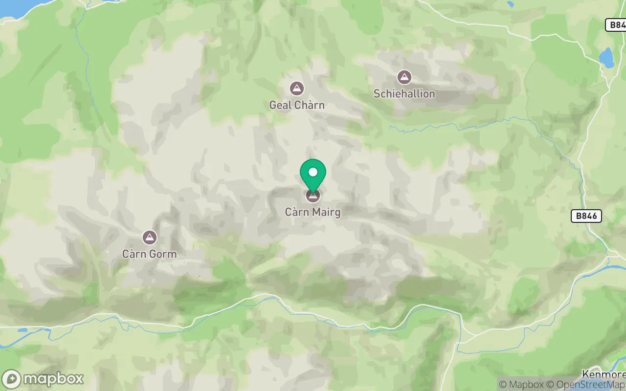 Map showing the location of Carn Mairg in Perthshire, Scotland