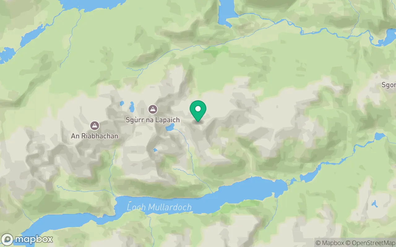 Map showing the location of Carn nan Gobhar (Loch Mullardoch) in Loch Ness, Scotland