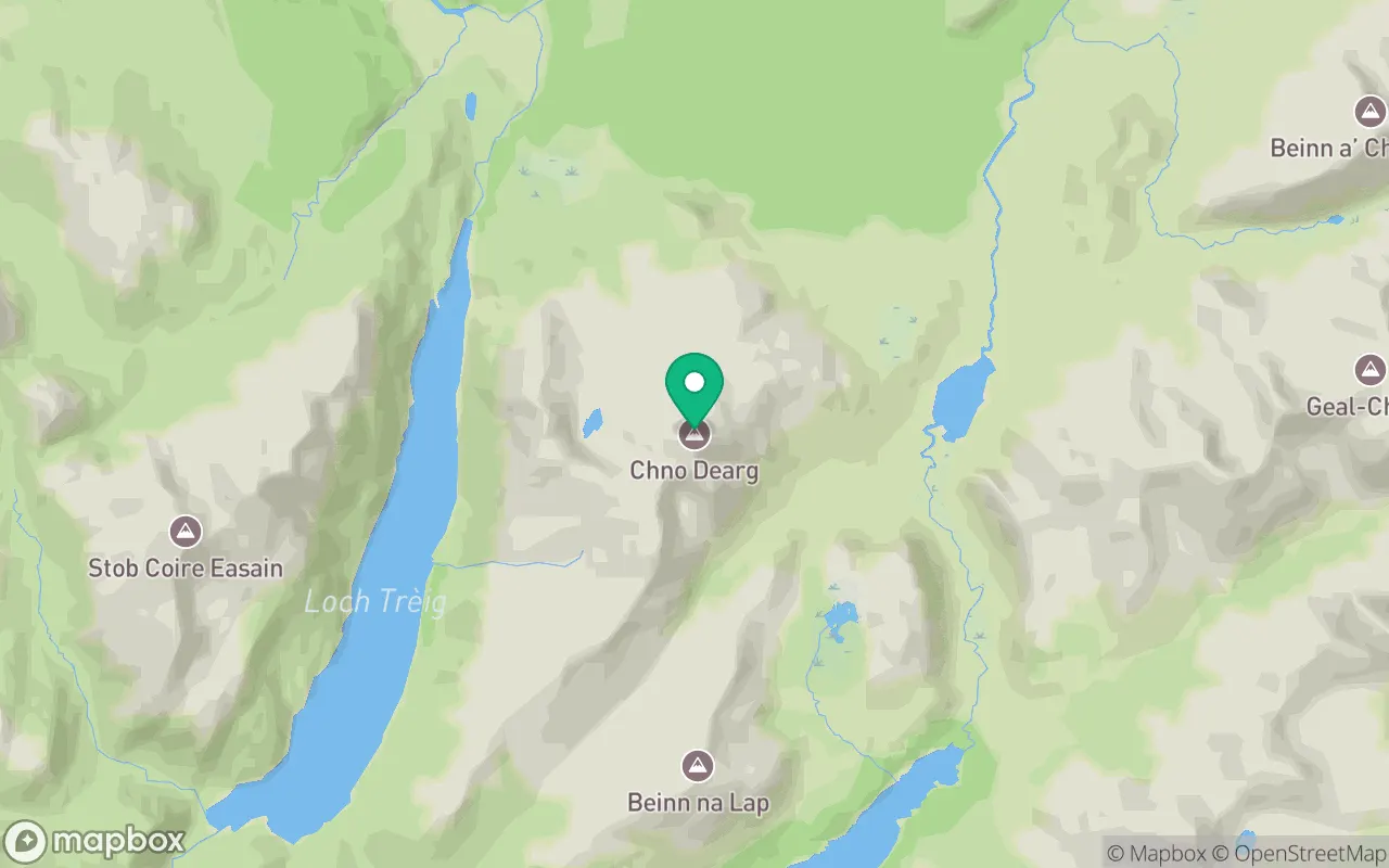 Map showing the location of Chno Dearg in Fort William, Scotland