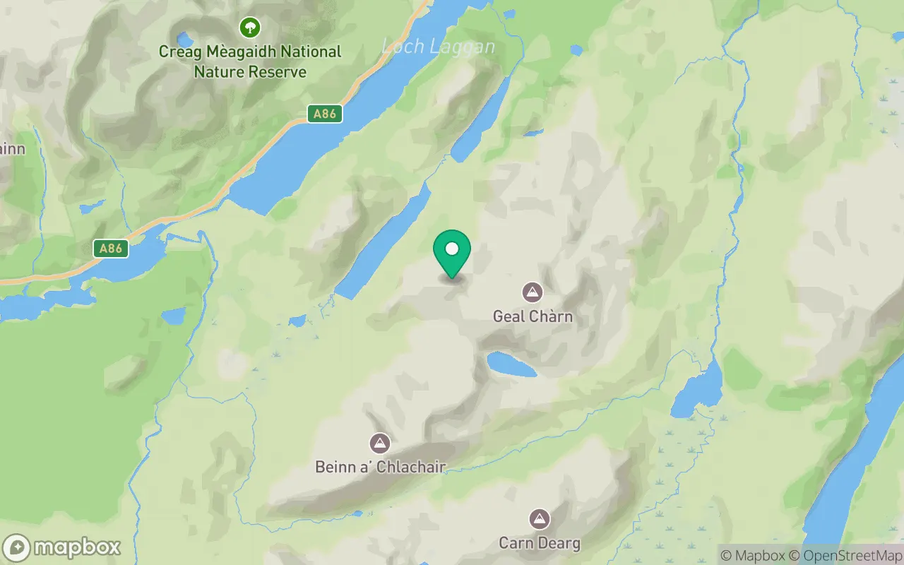 Map showing the location of Creag Pitridh in Fort William, Scotland