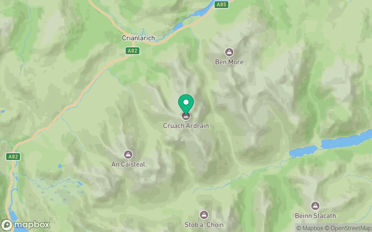 Map showing the location of Cruach Ardrain in Loch Lomond, Scotland